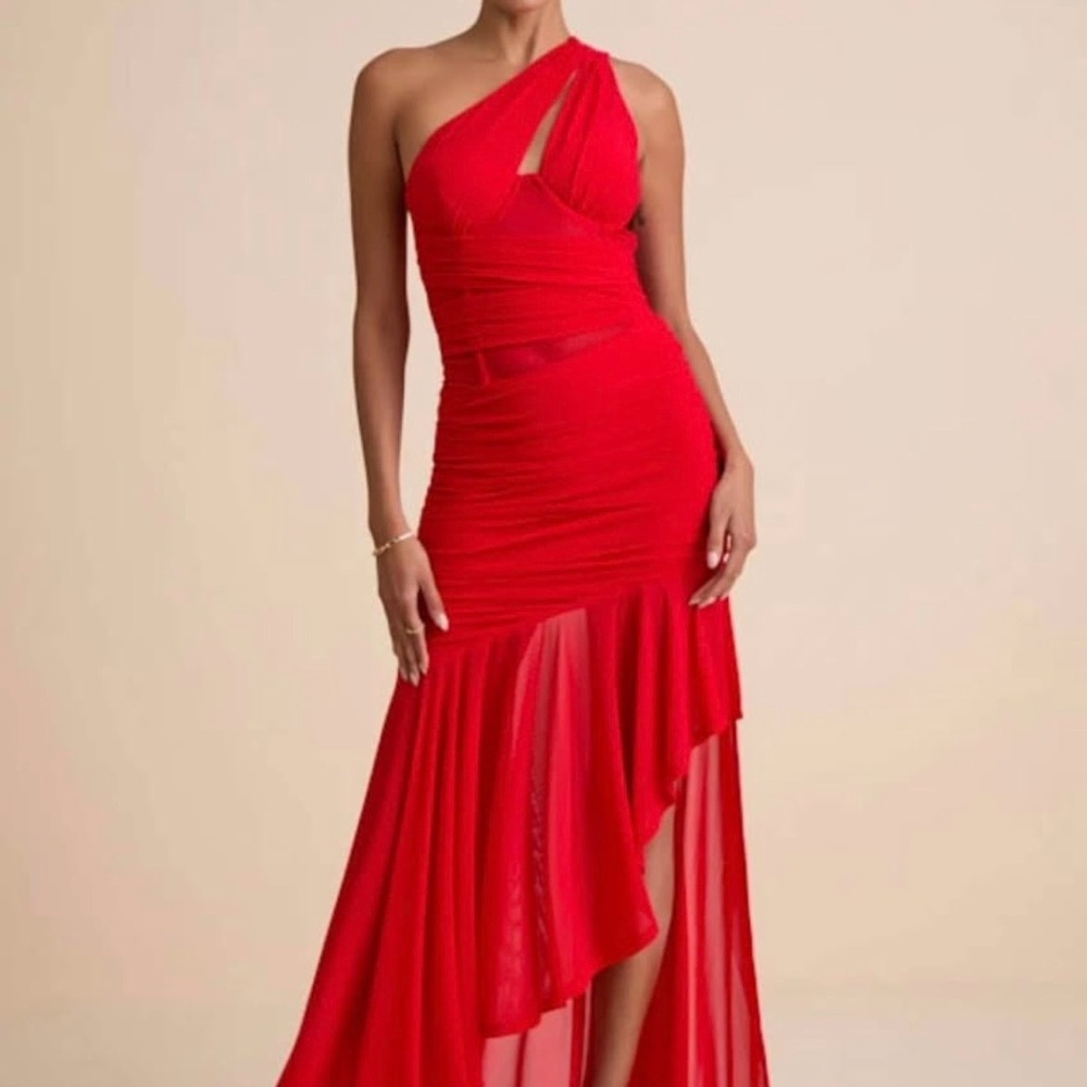 Lulu's Vibrant Red Asymmetrical Dress